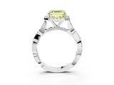 White gold Fancy Yellow Asscher Cut Halo Twist Band with Four-Prong Setting_75