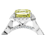 White gold Fancy Yellow Asscher Cut Halo Twist Band with Four-Prong Setting_76