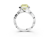 White gold Fancy Yellow Asscher  Cut Halo Twisted Band Four-Prong Ring_3