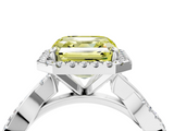 White gold Fancy Yellow Asscher  Cut Halo Twisted Band Four-Prong Ring_4