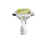 White gold Fancy Yellow Asscher  Cut Halo Twisted Band Four-Prong Ring_5