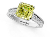 White gold Fancy Yellow Asscher  Cut Milgrain Channel Set Engagement Ring with Solitaire Prong Setting_18