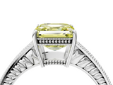 White gold Fancy Yellow Asscher  Cut Milgrain Channel Set Engagement Ring with Solitaire Prong Setting_20