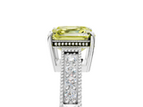 White gold Fancy Yellow Asscher  Cut Milgrain Channel Set Engagement Ring with Solitaire Prong Setting_22