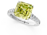 White gold Fancy Yellow Asscher  Cut Pavé Band Solitaire Ring with Four-Prong Setting_18