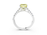 White gold Fancy Yellow Asscher  Cut Pavé Band Solitaire Ring with Four-Prong Setting_20