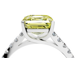 White gold Fancy Yellow Asscher  Cut Pavé Band Solitaire Ring with Four-Prong Setting_21