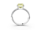 White gold Fancy Yellow Asscher  Cut Pave Diamond Engagement Ring with Channel Set Band and Four-Prong Setting_3