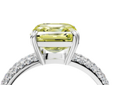 White gold Fancy Yellow Asscher  Cut Pave Diamond Engagement Ring with Channel Set Band and Four-Prong Setting_4