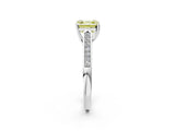 White gold Fancy Yellow Asscher Cut Solitaire Cathedral Diamond Engagement Ring with Channel-Set Band and Four-Prong Setting_17