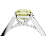 White gold Fancy Yellow Asscher Cut Solitaire Cathedral Diamond Engagement Ring with Channel-Set Band and Four-Prong Setting_19