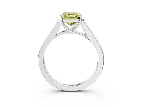 White gold Fancy Yellow Asscher Cut Solitaire Cathedral Diamond Engagement Ring with Channel-Set Band and Four-Prong Setting_6