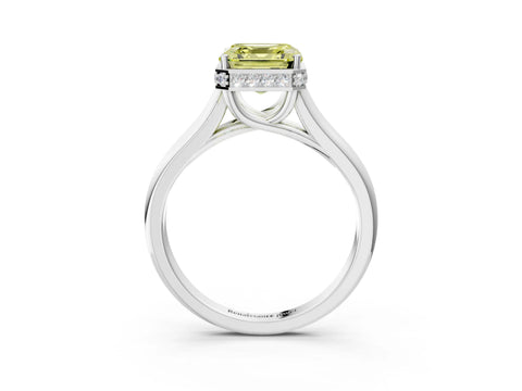 White gold Fancy Yellow Asscher Cut Solitaire Diamond Engagement Ring with Four-Prong Setting and Tapered Band_15