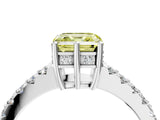 White gold Fancy Yellow Asscher Cut Solitaire Diamond Engagement Ring with Pavé Band and Six-Prong Setting_22