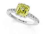 White gold Fancy Yellow Asscher Cut Solitaire Diamond Engagement Ring with Pavé Band and Six-Prong Setting_31