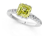 White gold Fancy Yellow Asscher Cut Solitaire Diamond Engagement Ring with Pavé Band and Six-Prong Setting_37