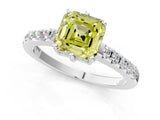 White gold Fancy Yellow Asscher Cut Solitaire Diamond Engagement Ring with Pavé Band and Six-Prong Setting_43