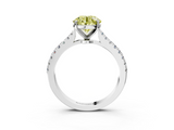 White gold Fancy Yellow Asscher  Cut Solitaire Diamond Engagement Ring with Pave Band and Four-Prong Setting_3