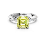 White gold Fancy Yellow Asscher Cut Solitaire Diamond Engagement Ring with Twisted Pave Band and Four-Prong Setting_19
