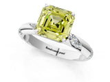 White gold Fancy Yellow Asscher Cut Solitaire Diamond Engagement Ring with Twisted Pave Band and Four-Prong Setting_20