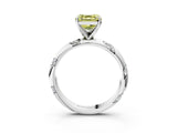White gold Fancy Yellow Asscher Cut Solitaire Diamond Engagement Ring with Twisted Pave Band and Four-Prong Setting_22