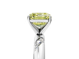 White gold Fancy Yellow Asscher Cut Solitaire Diamond Engagement Ring with Twisted Pave Band and Four-Prong Setting_24