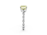 White gold Fancy Yellow Asscher Cut Solitaire Diamond Ring with Infinity Twist Band and Four-Prong Setting_2