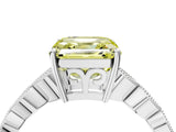 White gold Fancy Yellow Asscher Cut Solitaire Diamond Ring with Infinity Twist Band and Four-Prong Setting_4