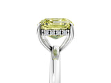 White gold Fancy Yellow Asscher Cut Solitaire Diamond Ring with Prong Setting and Plain Band_17