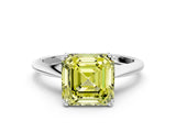 White gold Fancy Yellow Asscher Cut Solitaire Diamond Ring with Six-Prong Setting and Classic Band_264