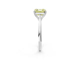 White gold Fancy Yellow Asscher Cut Solitaire Diamond Ring with Six-Prong Setting and Classic Band_266