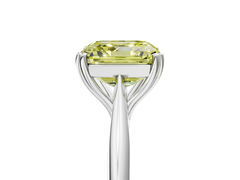White gold Fancy Yellow Asscher Cut Solitaire Diamond Ring with Six-Prong Setting and Classic Band_5