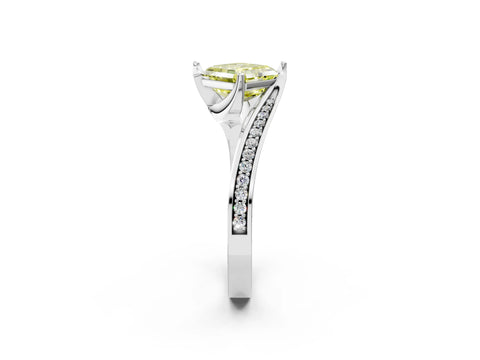 White gold Fancy Yellow Asscher Cut Solitaire Diamond Twist Band with Pavé Setting and Four-Prong Setting_14