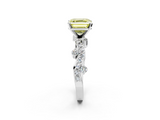 White gold Fancy Yellow Asscher  Cut Solitaire Diamond Twisted Band with Pave Setting_19