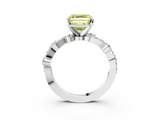 White gold Fancy Yellow Asscher  Cut Solitaire Diamond Twisted Band with Pave Setting_20