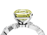 White gold Fancy Yellow Asscher  Cut Solitaire Diamond Twisted Band with Pave Setting_21