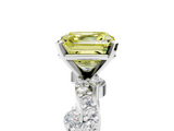 White gold Fancy Yellow Asscher  Cut Solitaire Diamond Twisted Band with Pave Setting_22