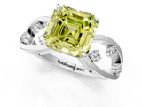 White gold Fancy Yellow Asscher  Cut Solitaire Diamond with Side Stones on Criss-Cross Band and Four-Prong Setting_18