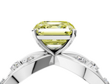 White gold Fancy Yellow Asscher  Cut Solitaire Diamond with Side Stones on Criss-Cross Band and Four-Prong Setting_21