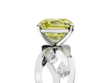 White gold Fancy Yellow Asscher  Cut Solitaire Diamond with Side Stones on Criss-Cross Band and Four-Prong Setting_22