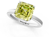 White gold Fancy Yellow Asscher  Cut Solitaire Engagement Ring with Four-Prong Setting on a Classic Band_1