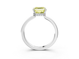 White gold Fancy Yellow Asscher  Cut Solitaire Engagement Ring with Four-Prong Setting on a Classic Band_3