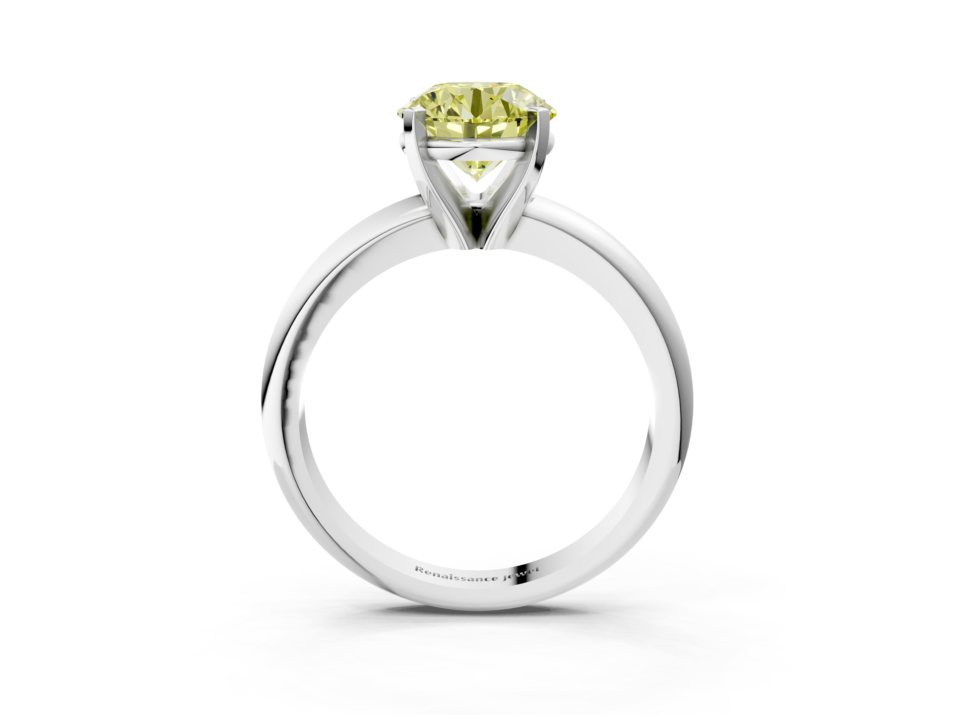 White gold Fancy Yellow Asscher  Cut Solitaire Engagement Ring with Round Band and Four-Prong Setting_3