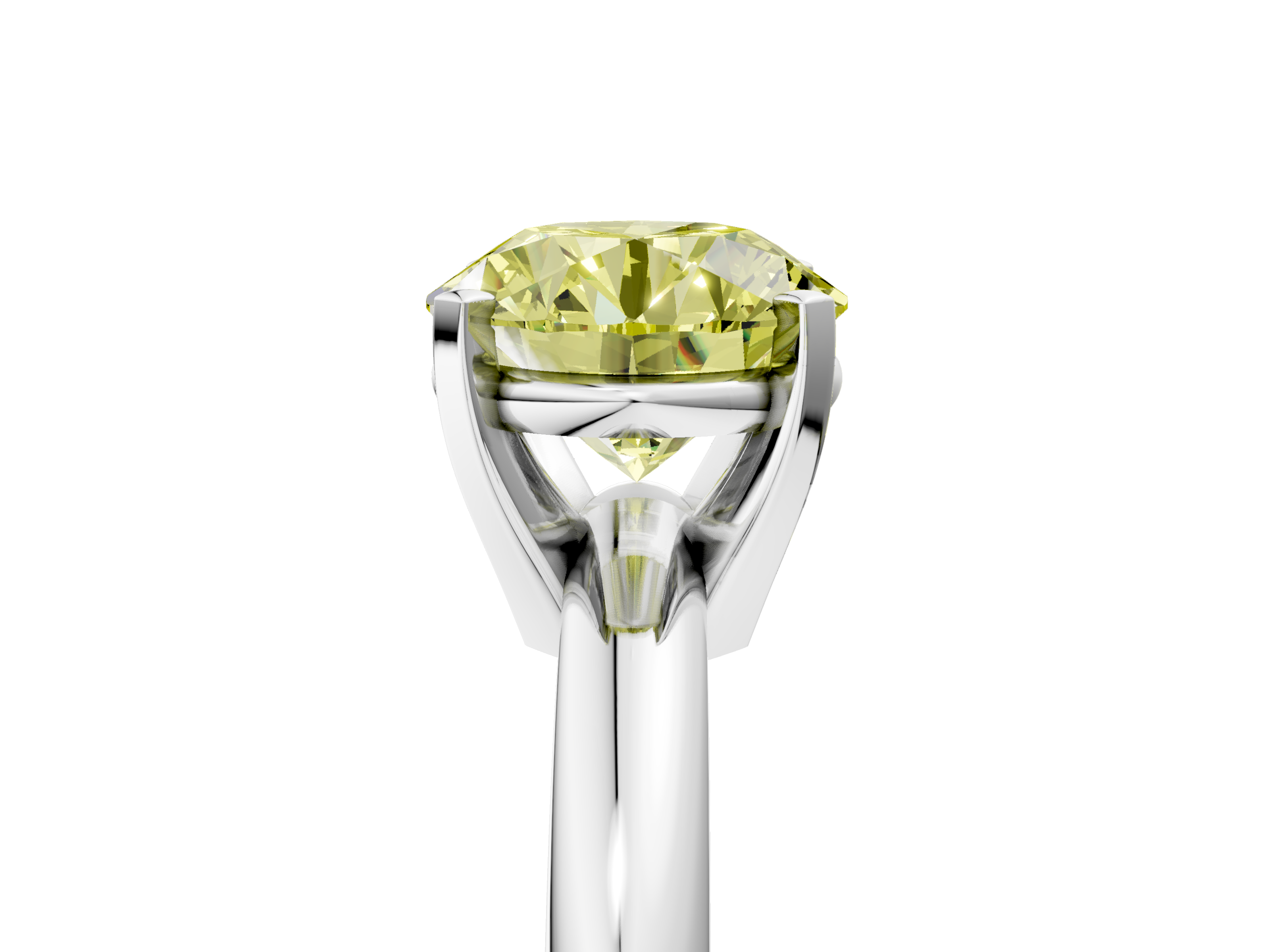 White gold Fancy Yellow Asscher  Cut Solitaire Engagement Ring with Round Band and Four-Prong Setting_5