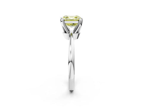 White gold Fancy Yellow Asscher Cut Solitaire Engagement Ring with Six-Prong Setting and Tapered Band_2