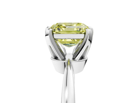 White gold Fancy Yellow Asscher Cut Solitaire Engagement Ring with Six-Prong Setting and Tapered Band_5