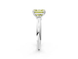 White gold Fancy Yellow Asscher  Cut Solitaire Engagement Ring with Tapered Band and Four-Prong Setting 2