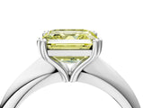 White gold Fancy Yellow Asscher  Cut Solitaire Engagement Ring with Tapered Band and Four-Prong Setting 4