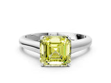 White gold Fancy Yellow Asscher Cut Solitaire Engagement Ring with Tapered Band and Four-Prong Setting_15