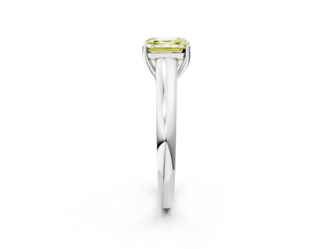 White gold Fancy Yellow Asscher Cut Solitaire Engagement Ring with Tapered Band and Four-Prong Setting_17